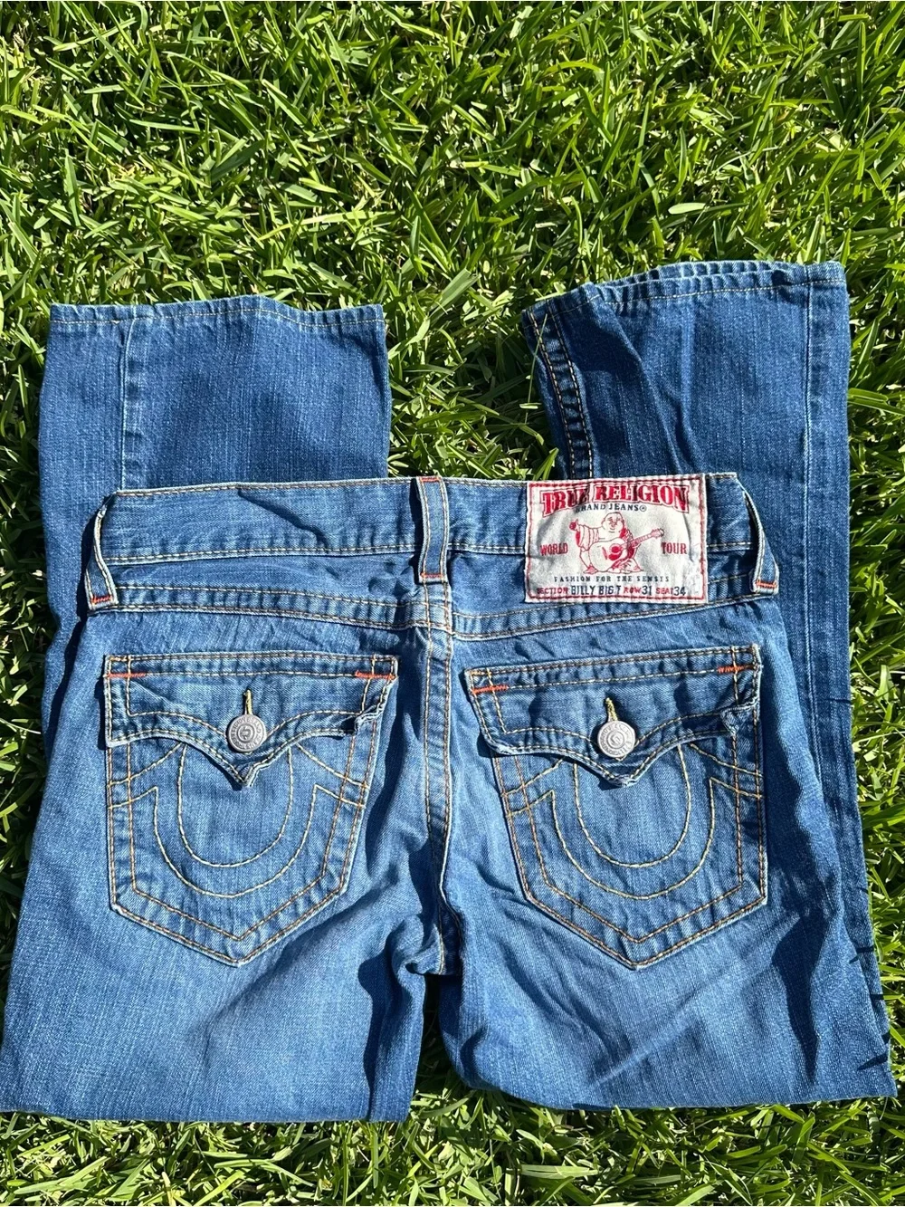 True Religion Men's Blue Bootcut Jeans Billy Big T Size 31